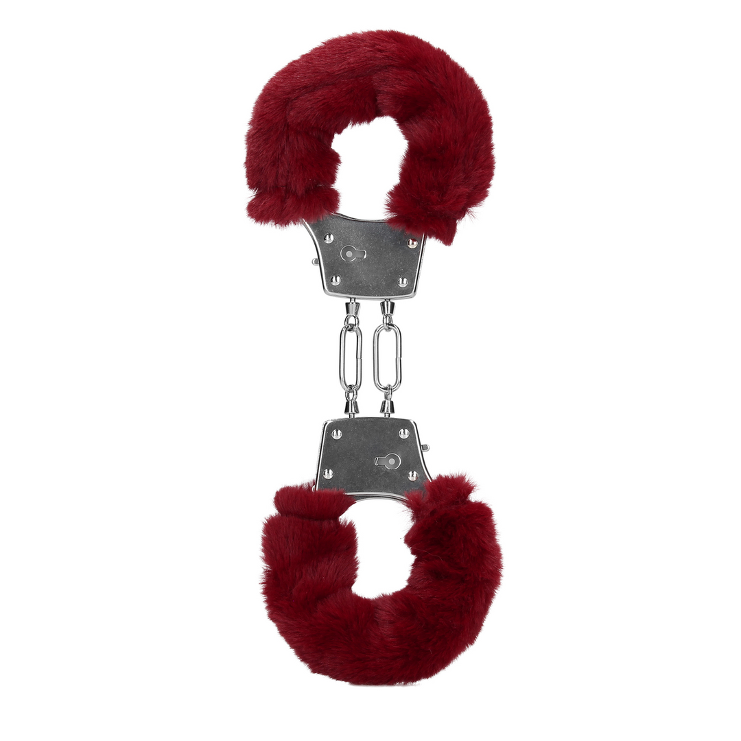 Furry Metal Hand Cuffs - Red 1
