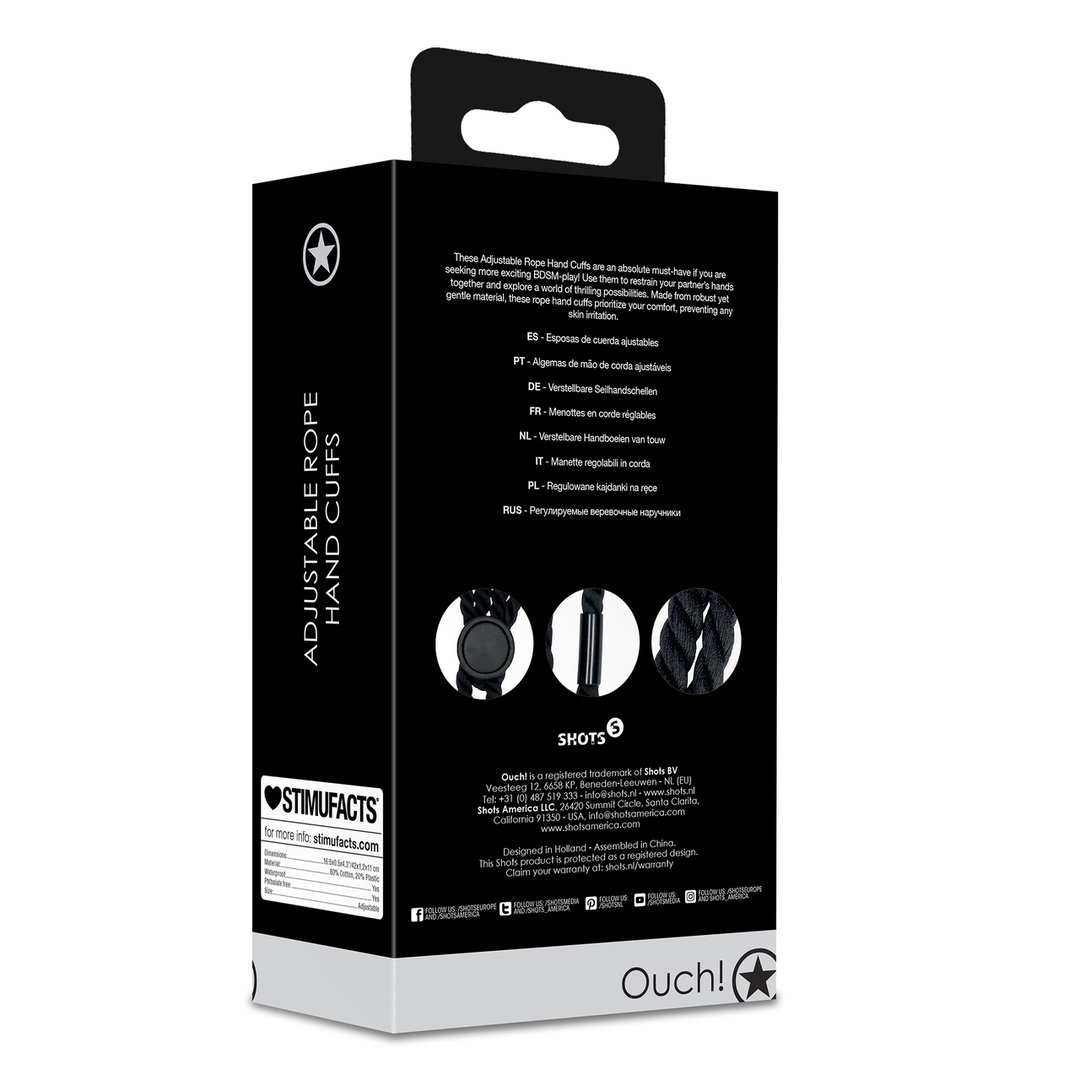 Adjustable Rope Hand Cuffs - Black 3