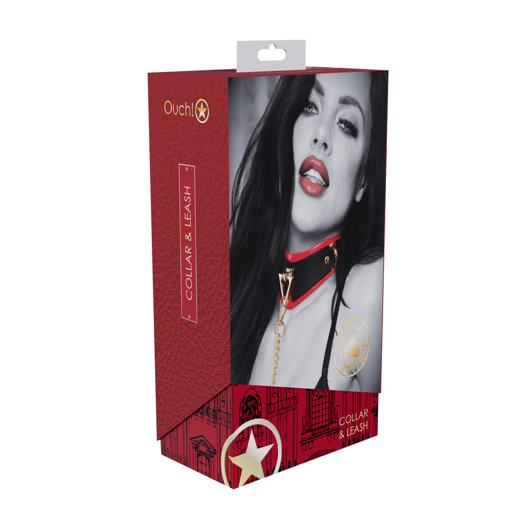 Milan Collection - Collar with Leash - Black/Red 2