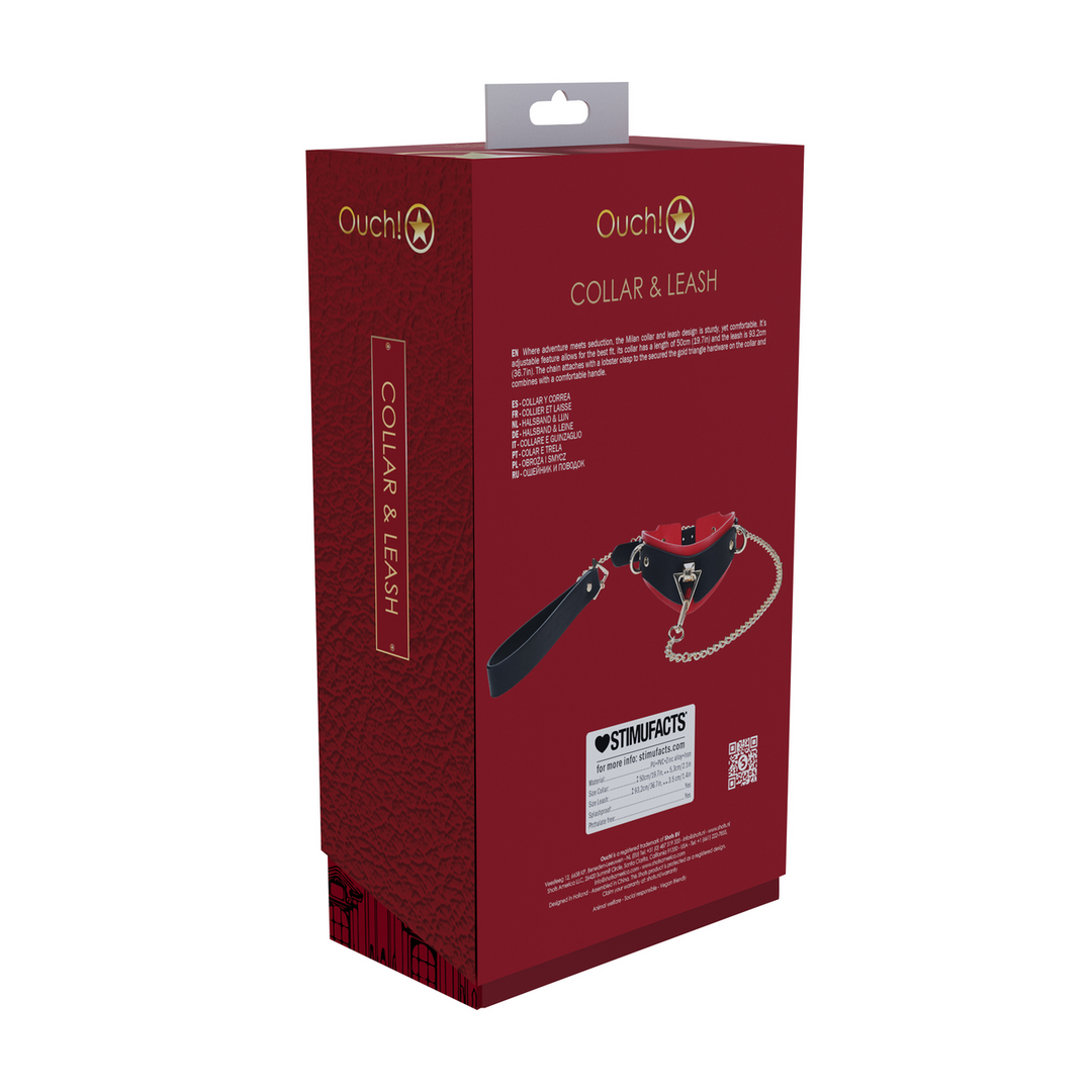 Milan Collection - Collar with Leash - Black/Red 3