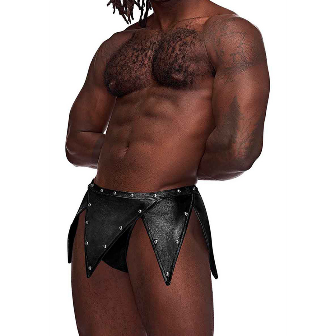 Eros - Gladiator Kilt Design with an Attached Thong - L/XL - Black 1