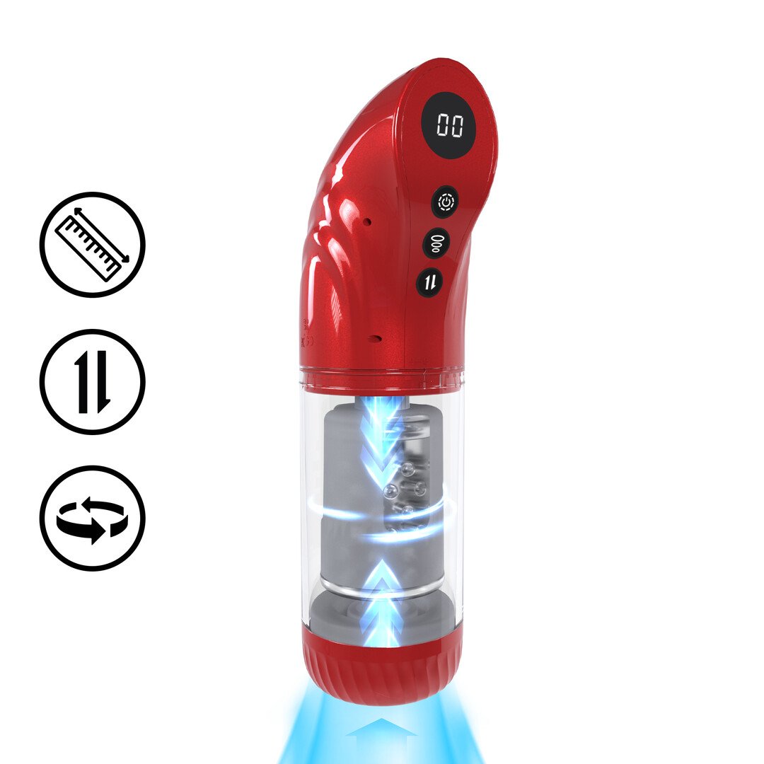 StrokeMate - Suction Rotation and Thrusting Masturbator Pump - Metallic Red 1