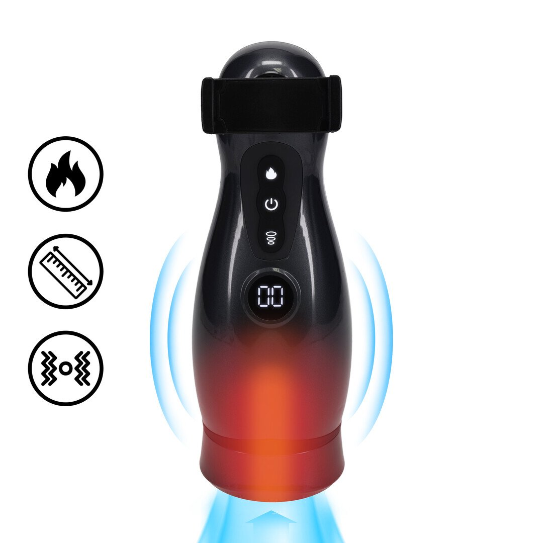 Virtuo - Suction and Vibration Masturbator Pump with Phone Attachment - Gun Metal 1