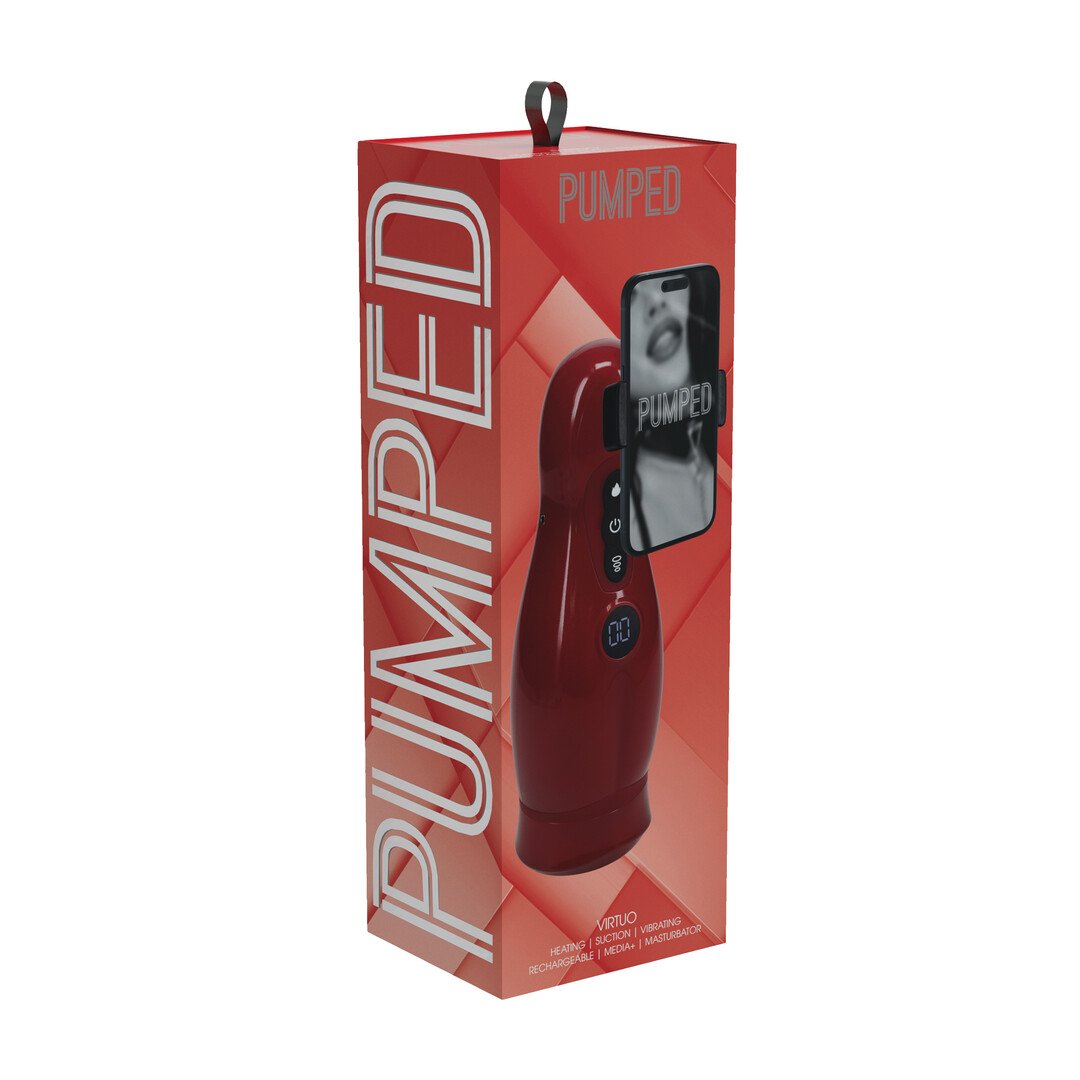 Virtuo - Suction and Vibration Masturbator Pump with Phone Attachment - Metallic Red 2