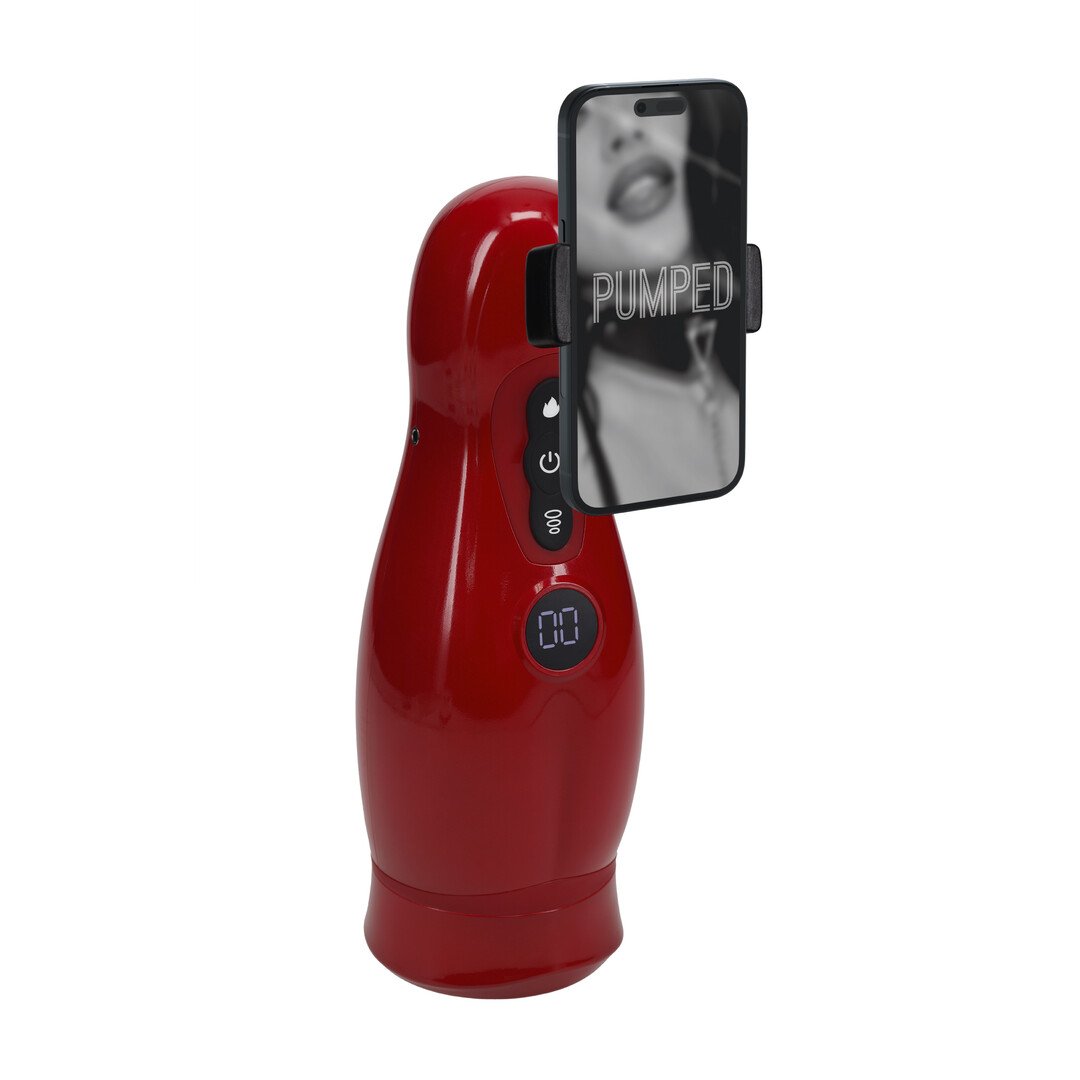 Virtuo - Suction and Vibration Masturbator Pump with Phone Attachment - Metallic Red 3