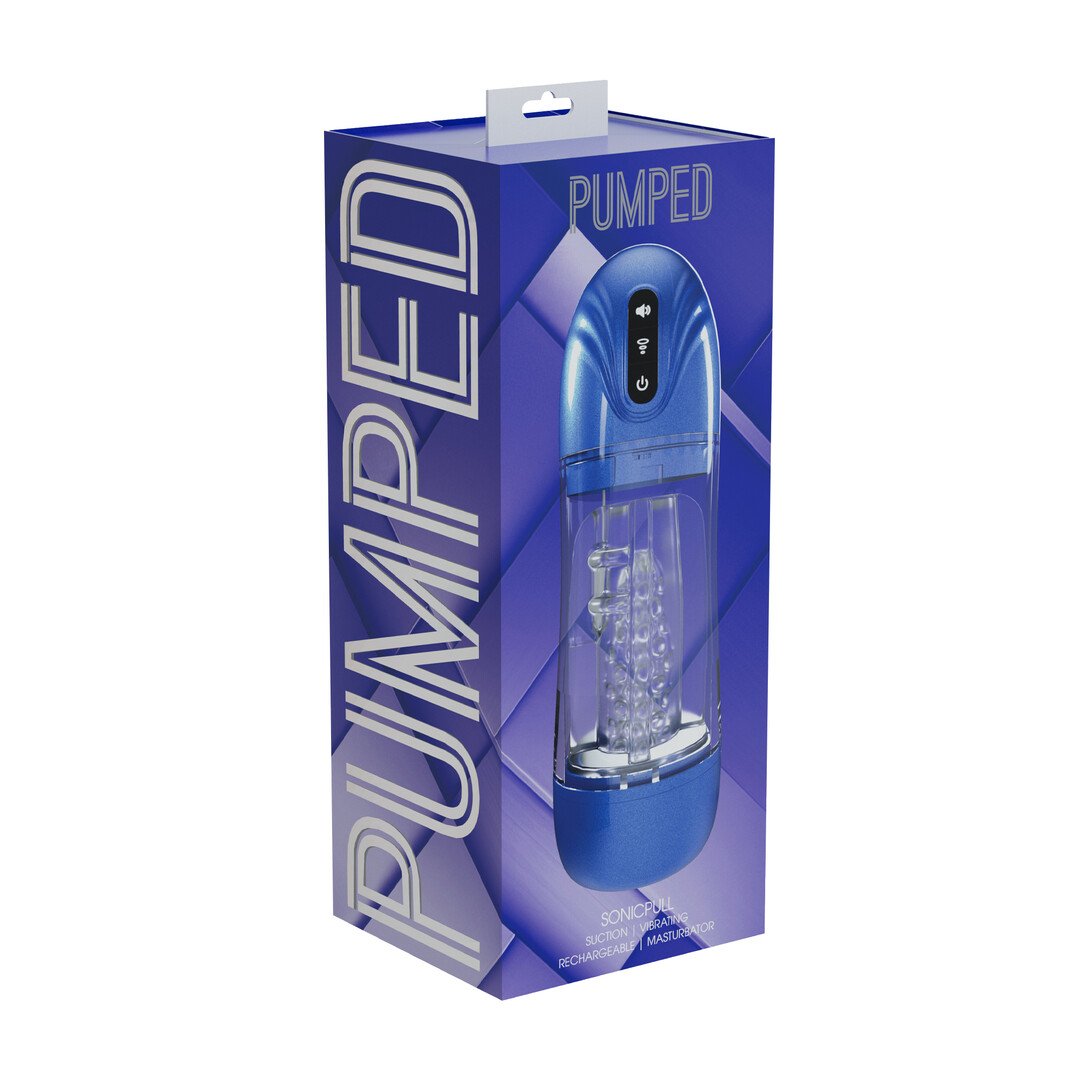 SonicPull - Suction and Vibration Masturbator Pump - Multimedia Enhanced - Metallic Blue 2