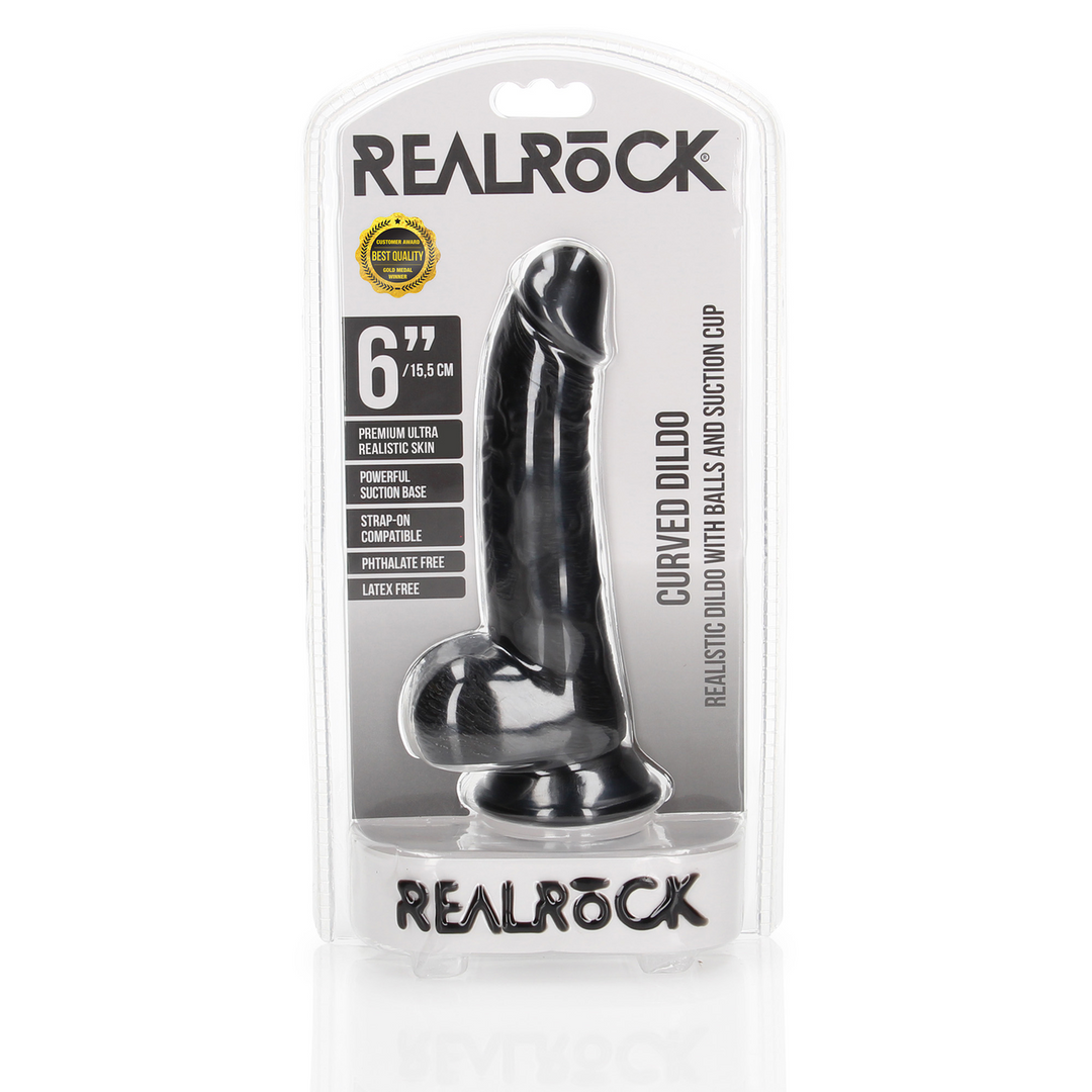 Curved Realistic Dildo with Balls and Suction Cup - 6 / 15,5 cm 2
