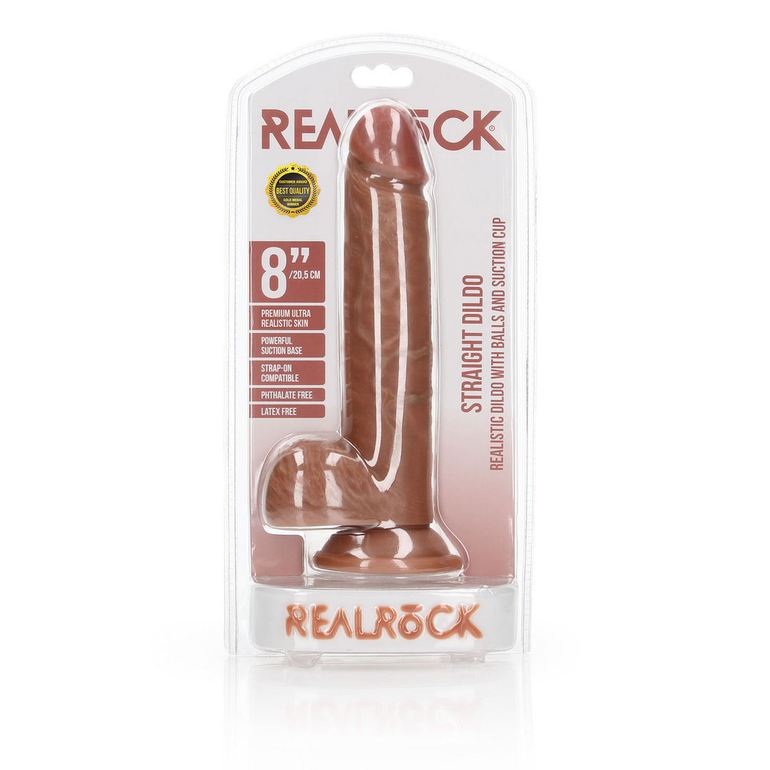 Straight Realistic Dildo with Balls and Suction Cup - 8 / 20,5 cm 2