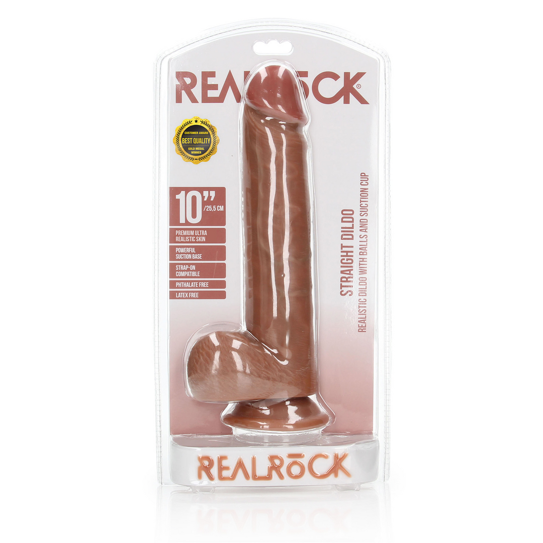 Straight Realistic Dildo with Balls and Suction Cup - 10 / 25,5 cm 2