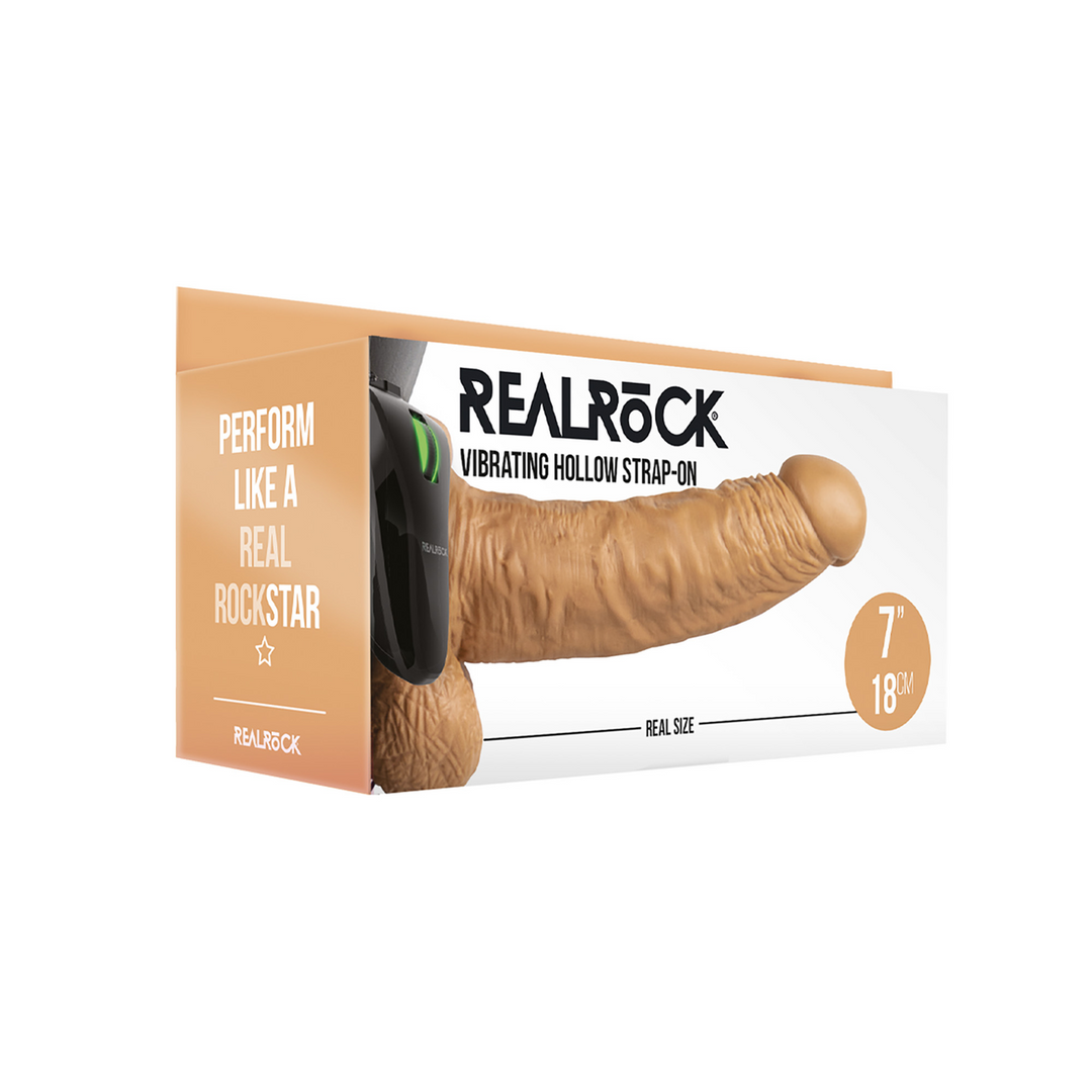 Vibrating Hollow Strap-On with Balls - 7 / 18 cm 2