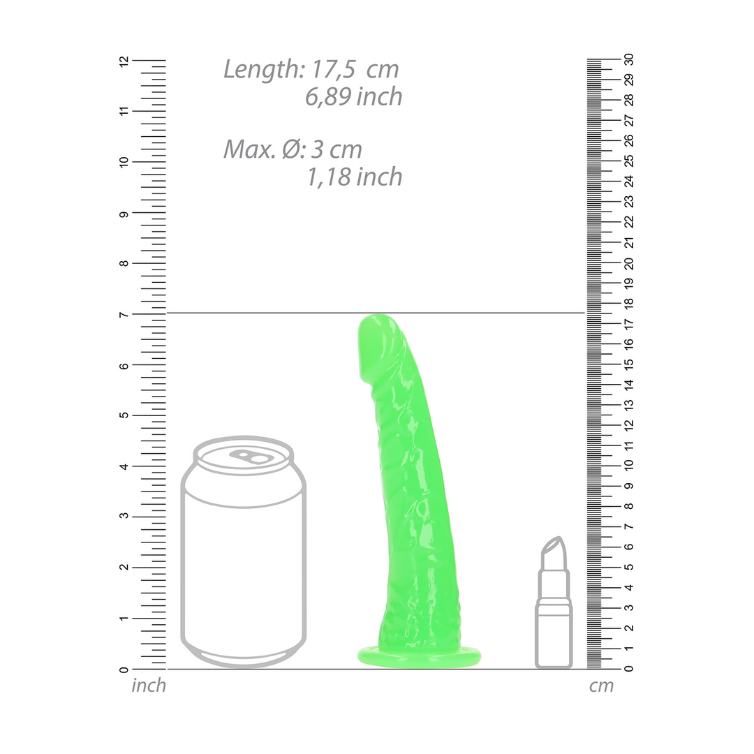 Slim Realistic Dildo with Suction Cup - Glow in the Dark - 6'' / 15,5 cm 6