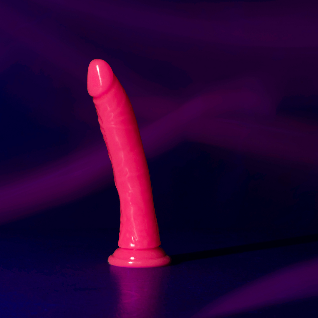 Slim Realistic Dildo with Suction Cup - Glow in the Dark - 8'' / 20 cm 6