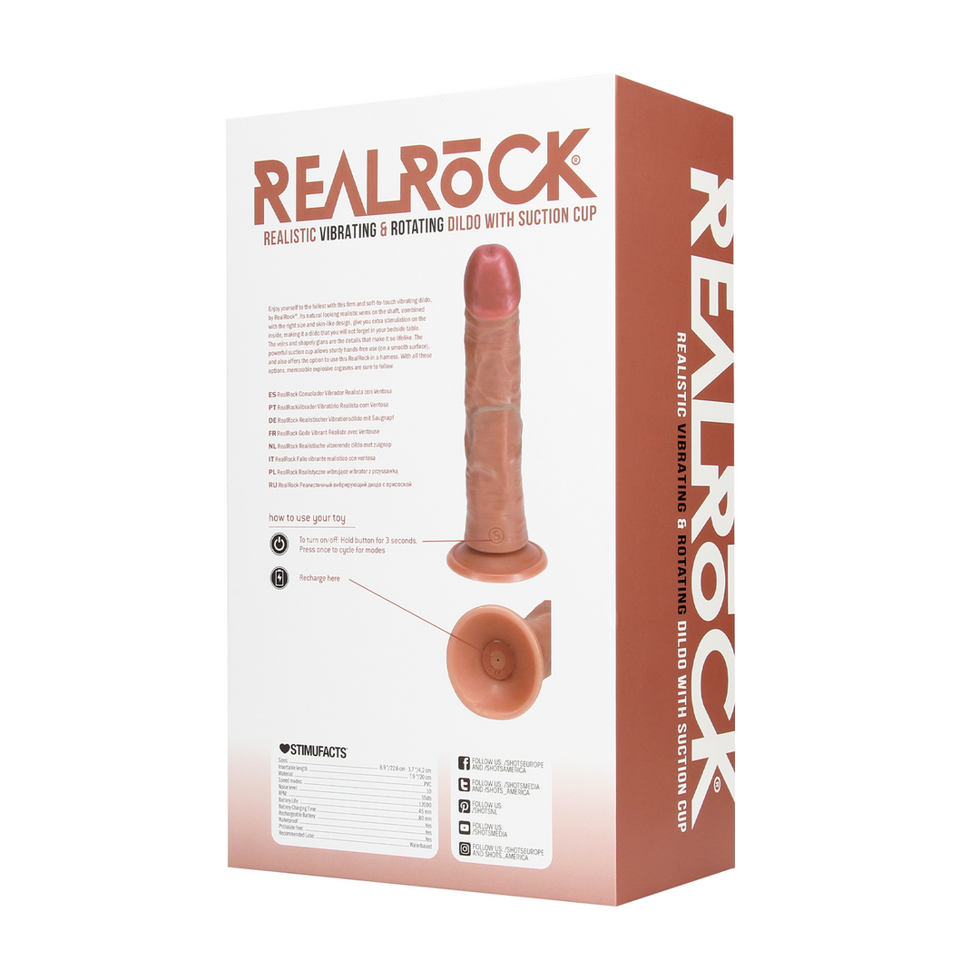 Vibrating and Rotating Regular Curved Cock - 8 / 20,5 cm - Tan 3