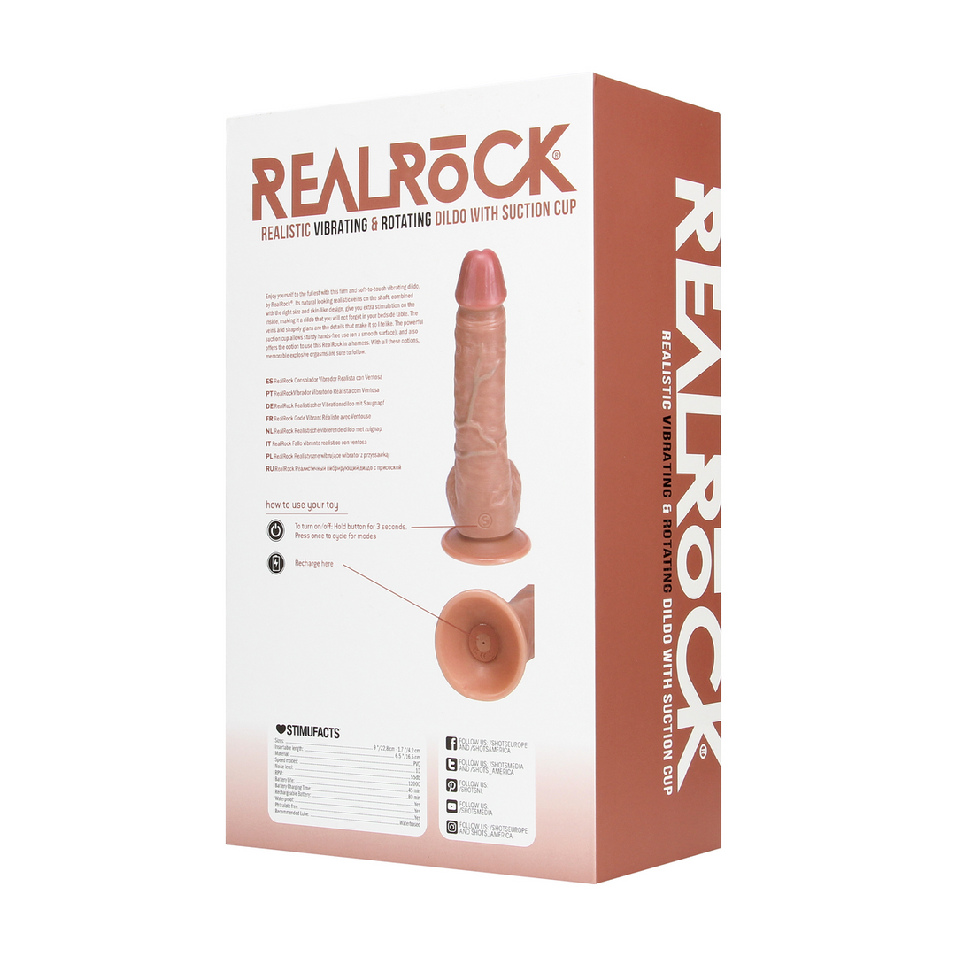 Vibrating and Rotating Straight Cock with Balls - 8 / 20,5 cm - Tan 3