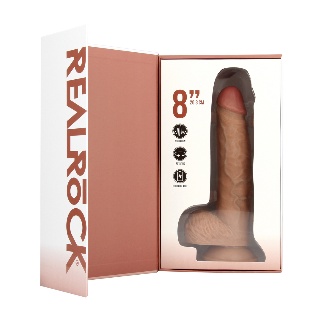 Vibrating and Rotating Straight Cock with Balls - 8 / 20,5 cm - Tan 4