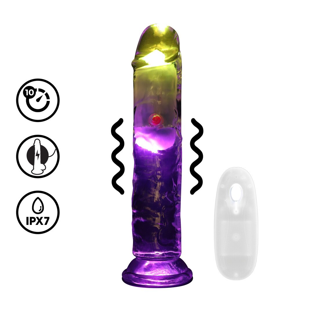LED Vibrating Straight Cock - 7 / 18 cm - Transparent 1