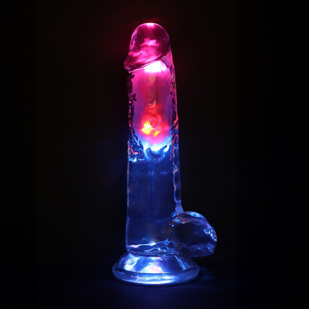 LED Vibrating Straight Cock with Balls - 8 / 20 cm - Transparent 6