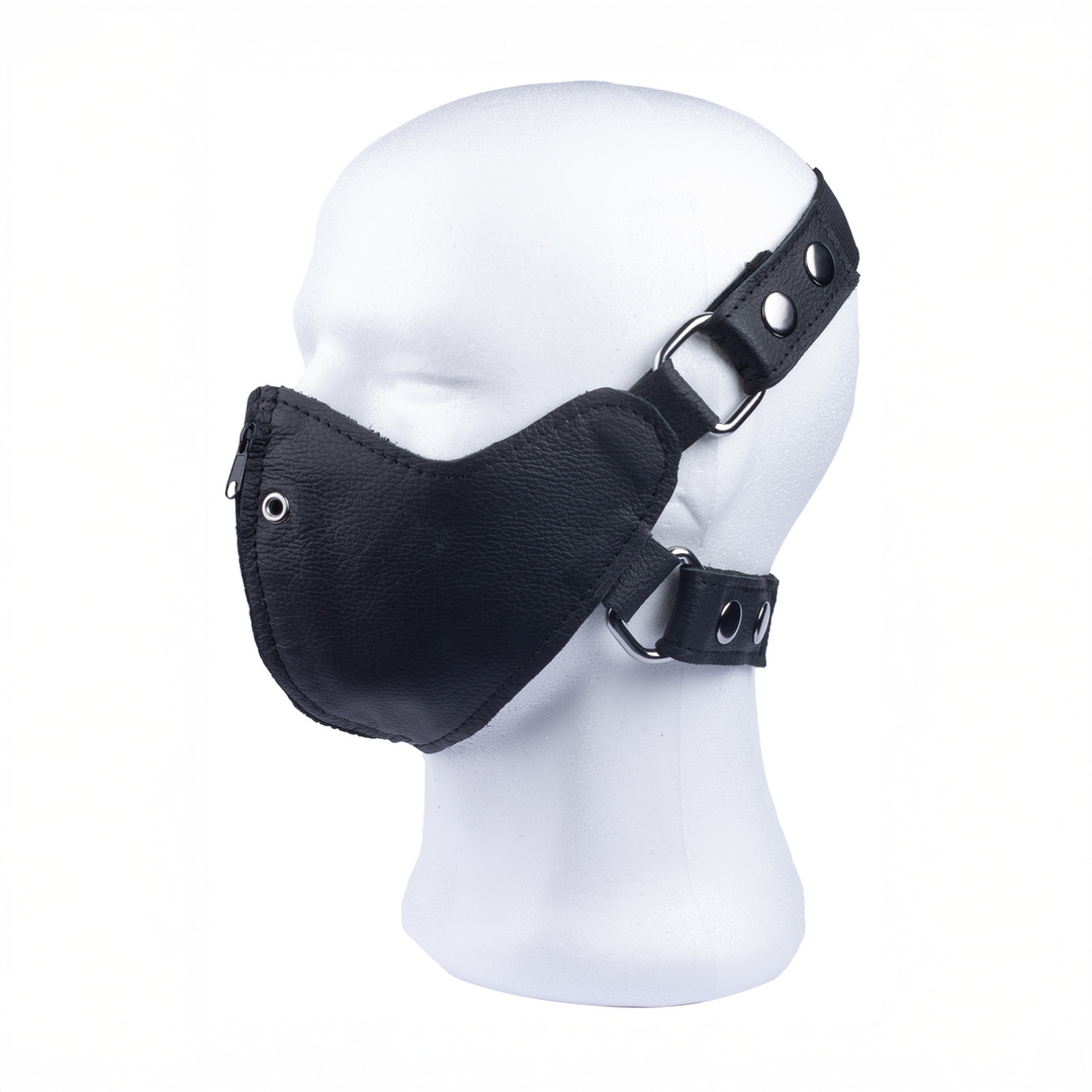 Leather Mask with Zip - Black 2
