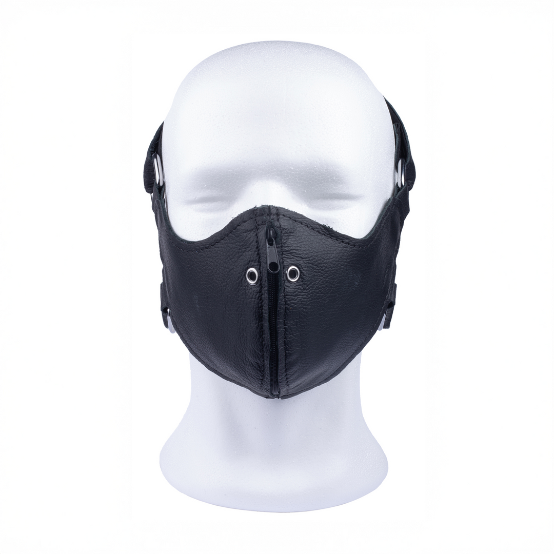 Leather Mask with Zip - Black 4