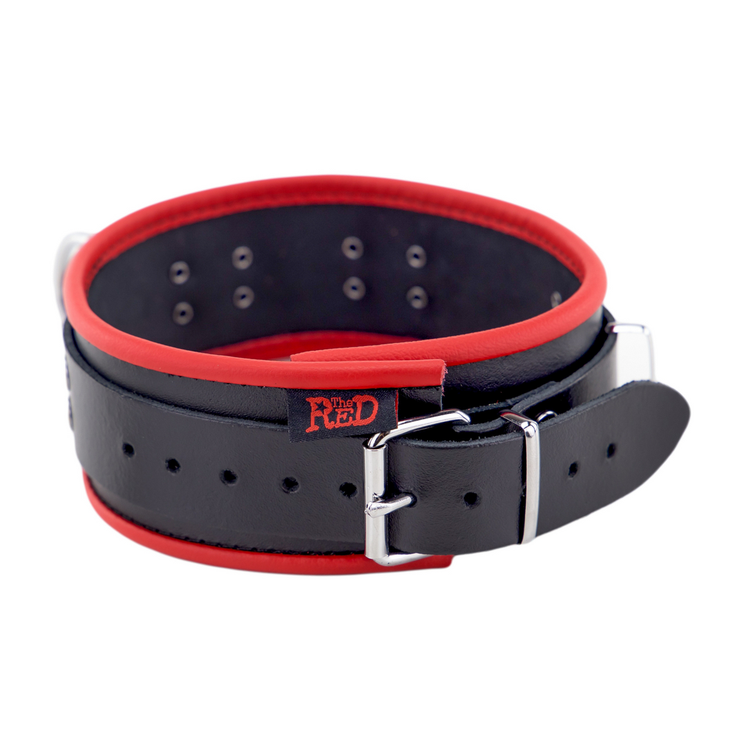 Leather Necklace 3 D Rings - Red/Black 2