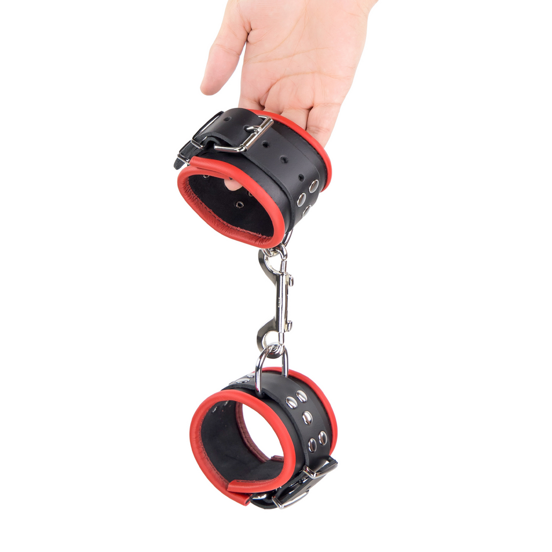 Leather Handcuffs - Red/Black 5
