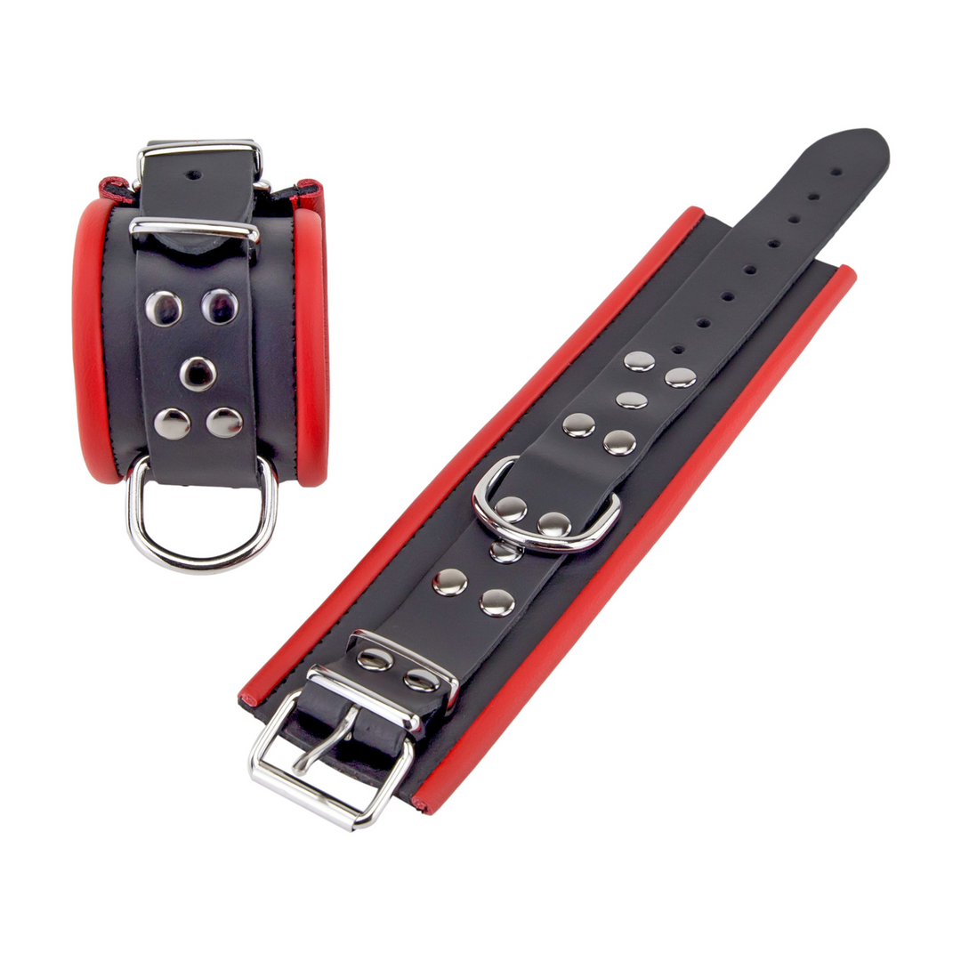 Leather Handcuffs - Red/Black 2