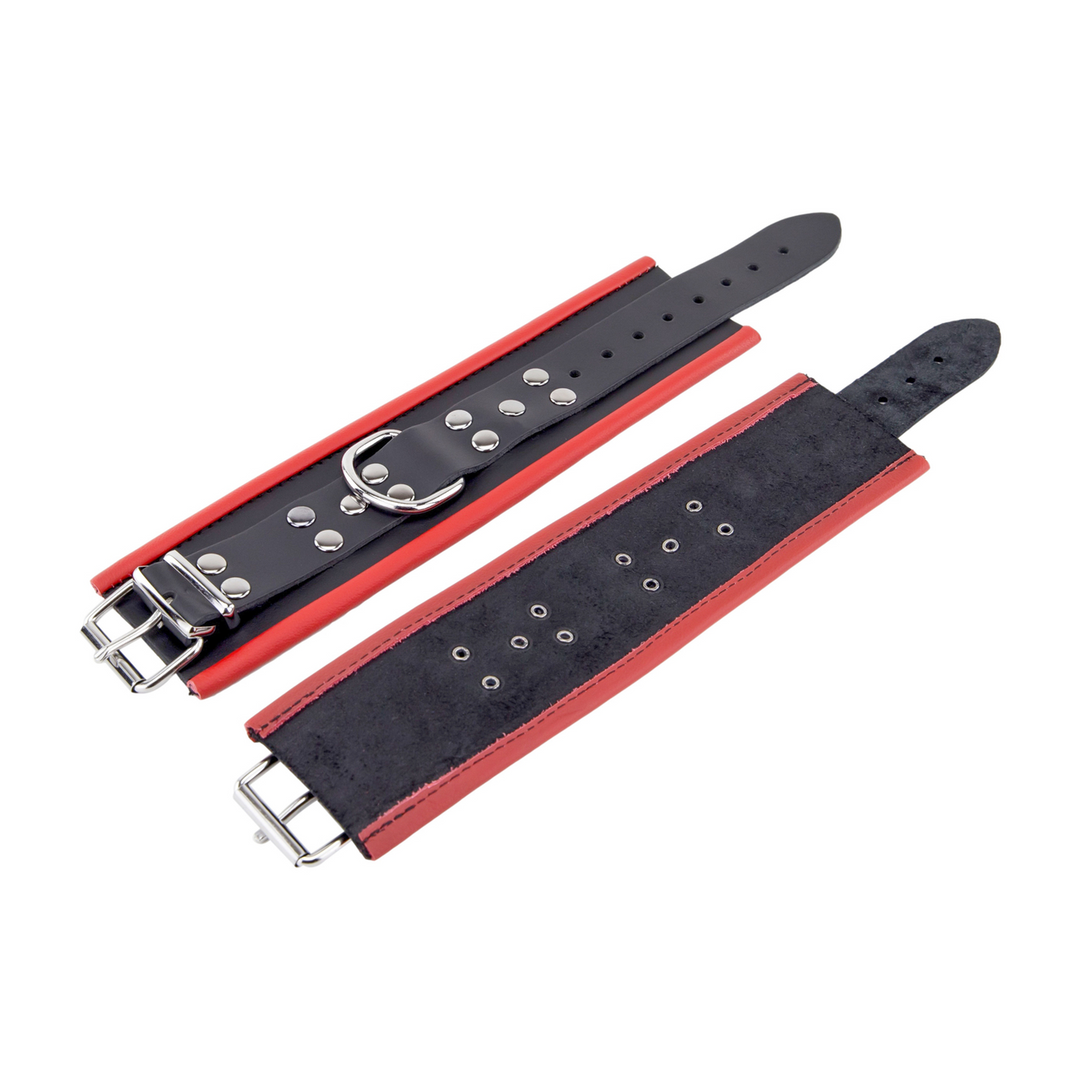 Leather Handcuffs - Red/Black 3