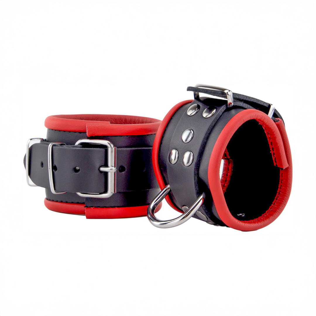 Leather Handcuffs - Red/Black 1