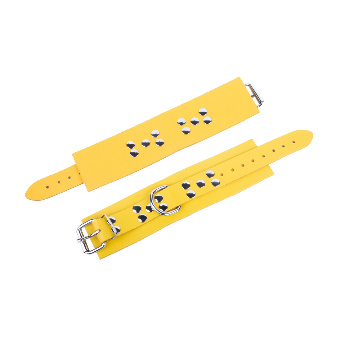 Ultra Leather Handcuffs - Yellow 3