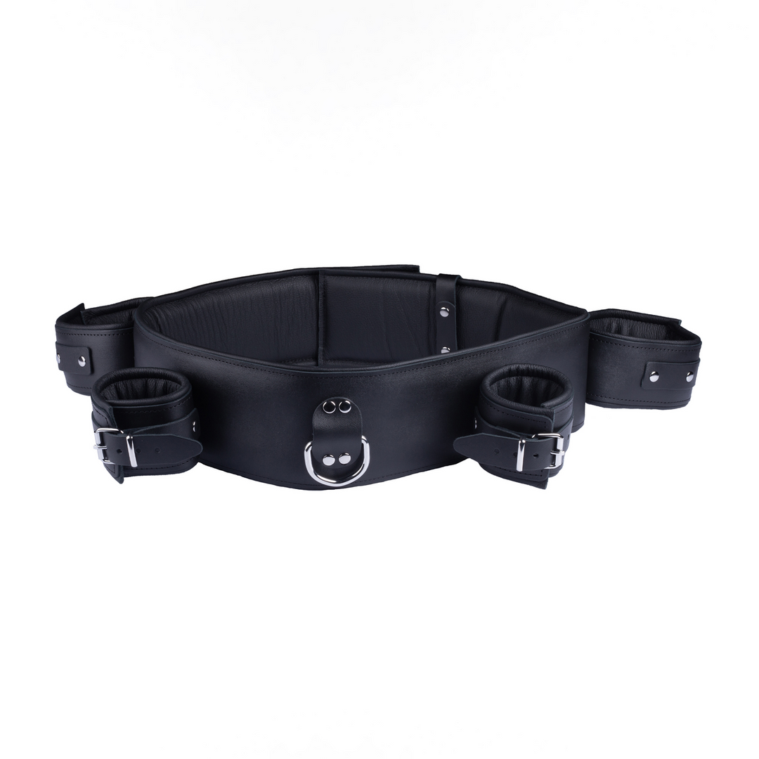 Leather Arm Wrist and Chest Restraints - Black 2