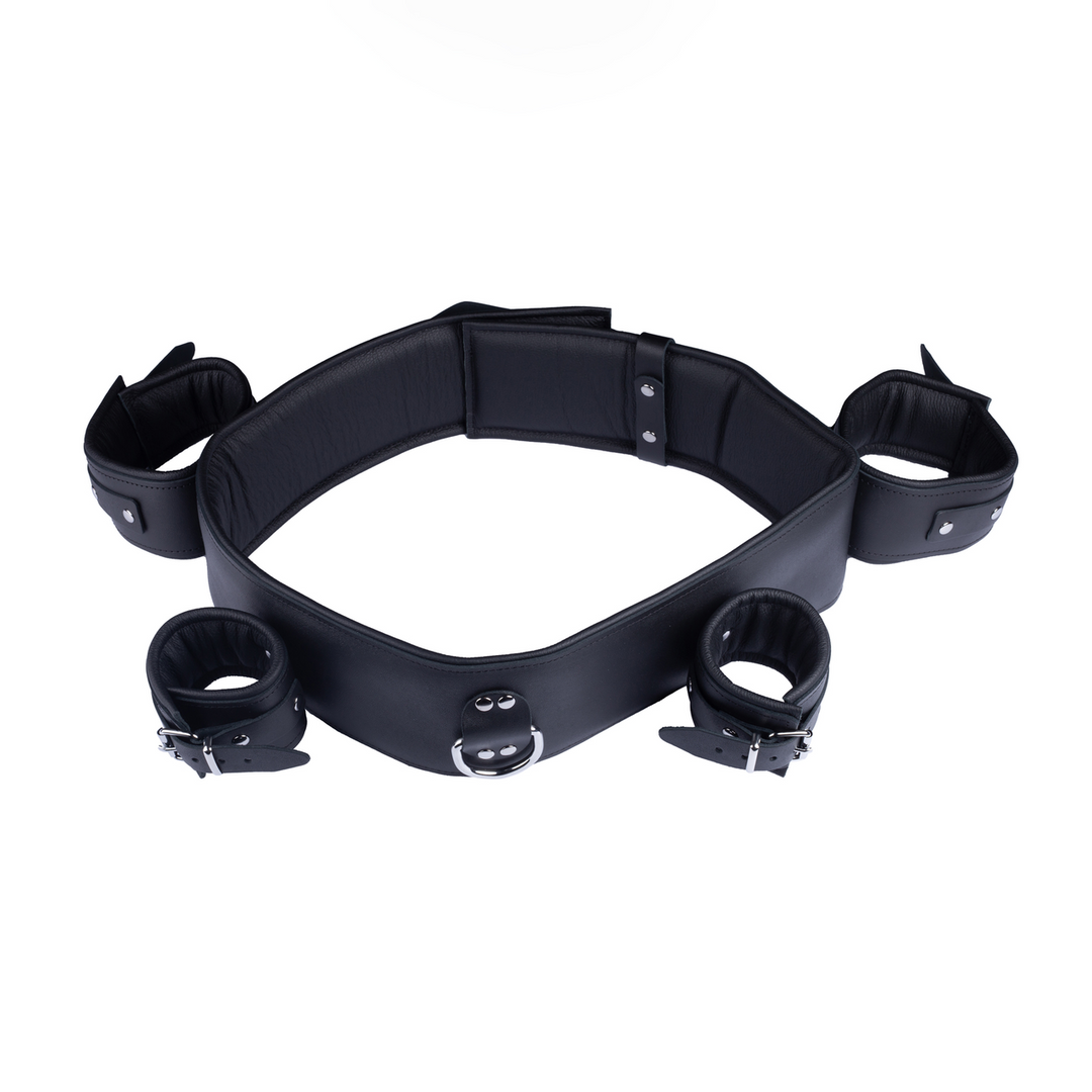 Leather Arm Wrist and Chest Restraints - Black 1