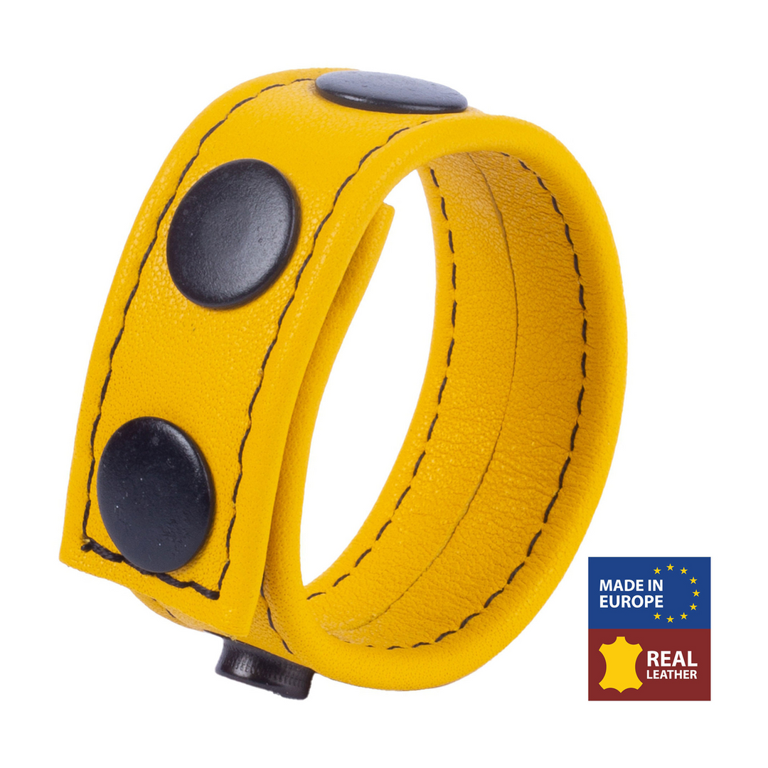 Cocky - Adjustable Leather Cockring - Yellow 1