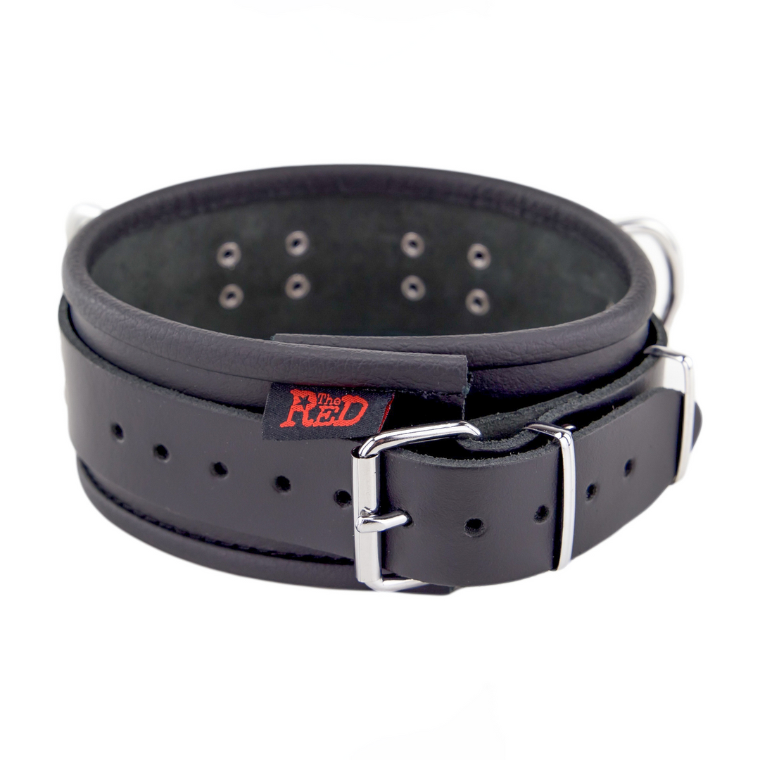 Leather Necklace 3 D Rings - Black 2