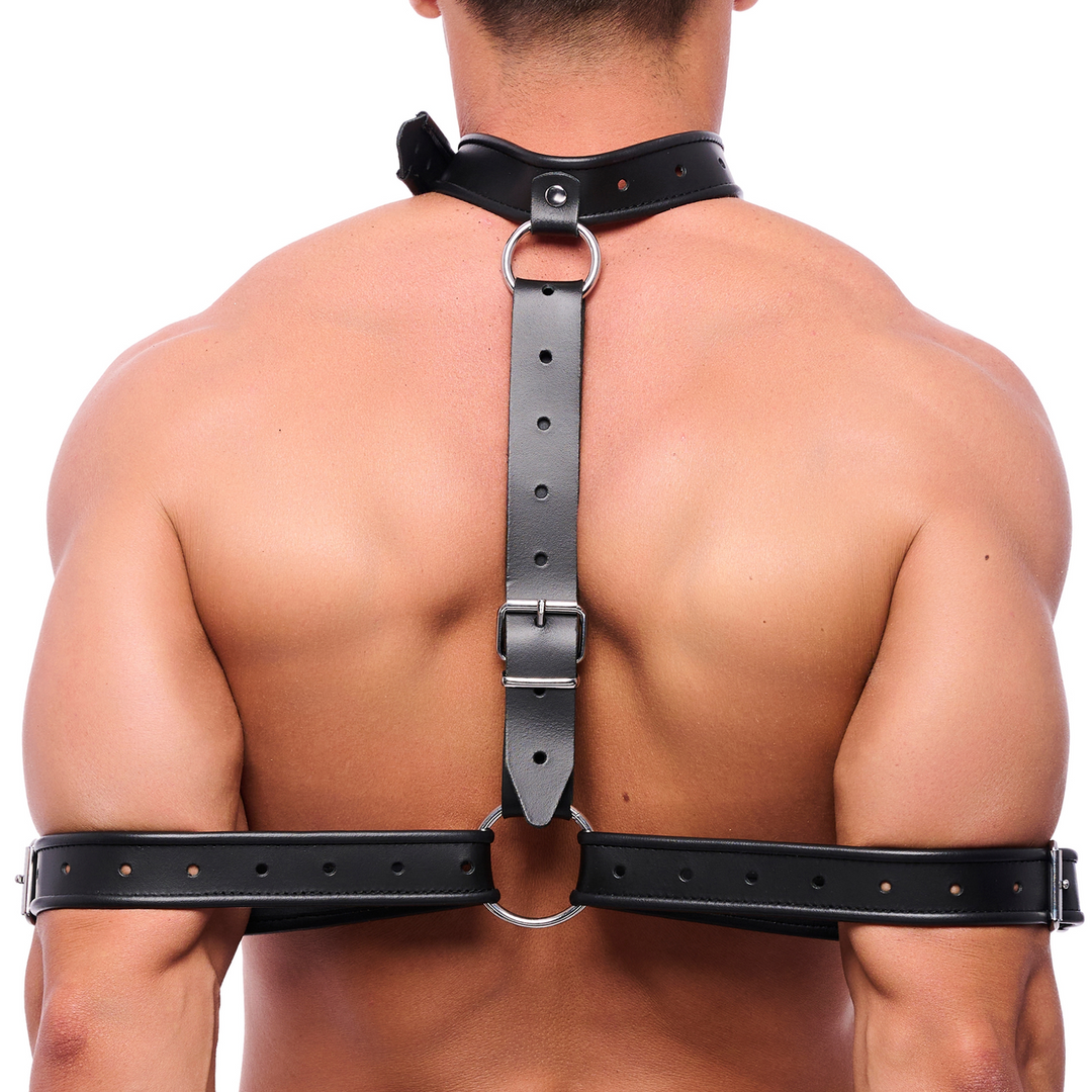 Leather Arm Bondage Necklace - Black 1