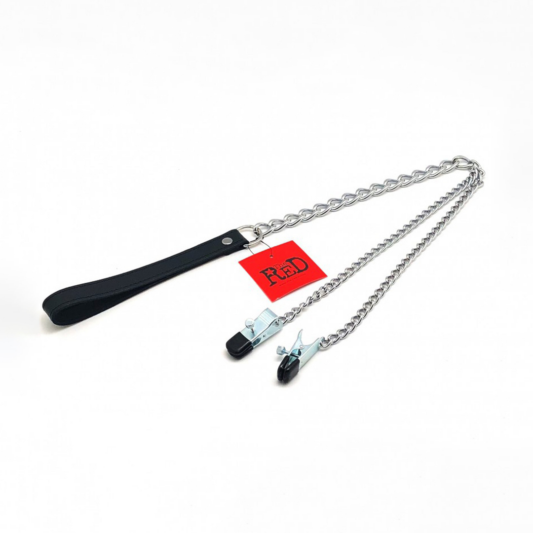 Breast Clamps and Leash - Black/Silver 2
