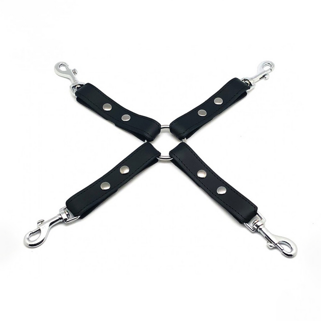 Leather BDSM Knot with Hooks - Black 2