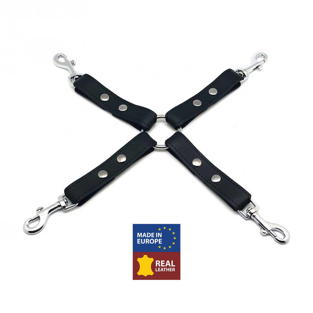 Leather BDSM Knot with Hooks - Black 1