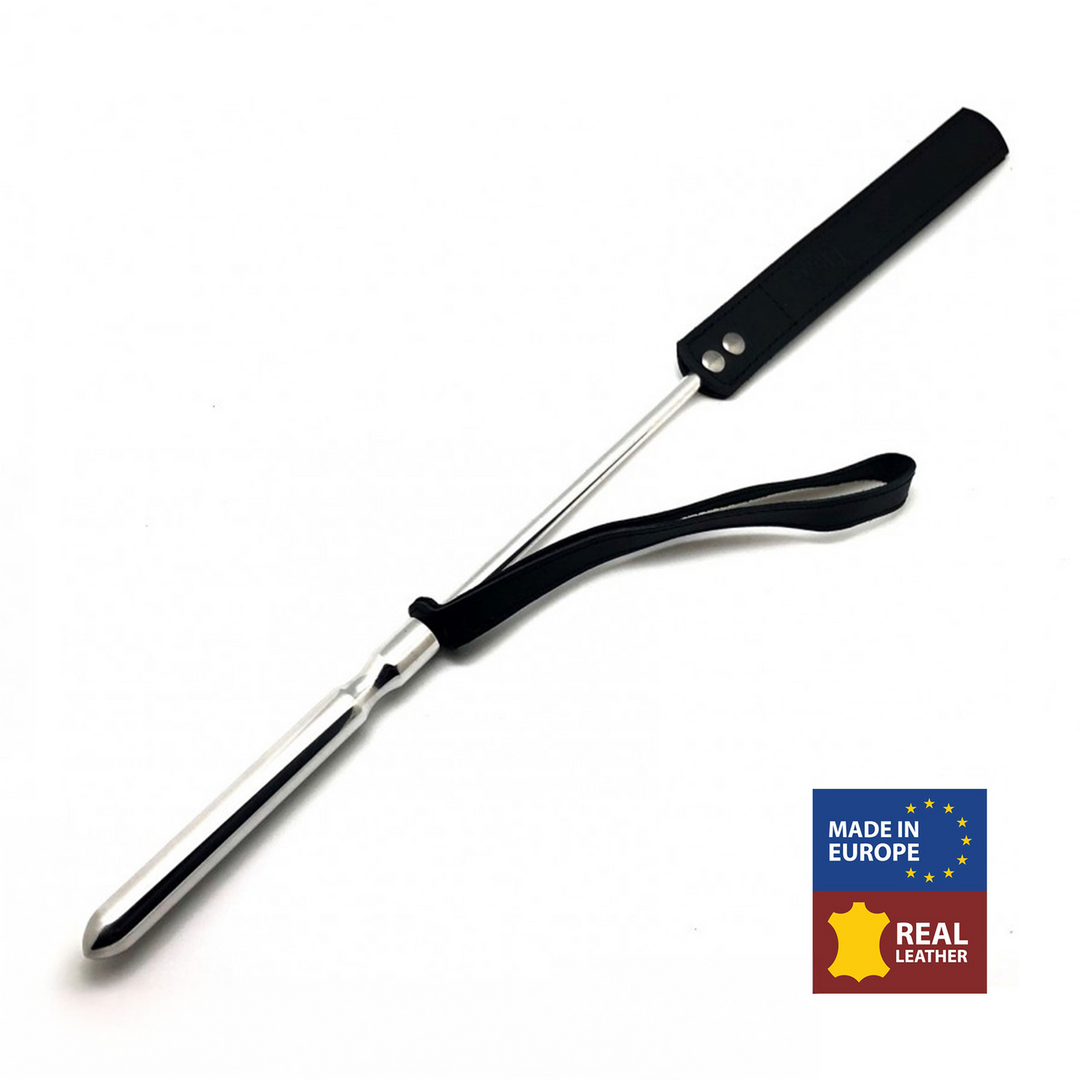 Whip - Metal and Leather - 52 cm - Black/Silver 1