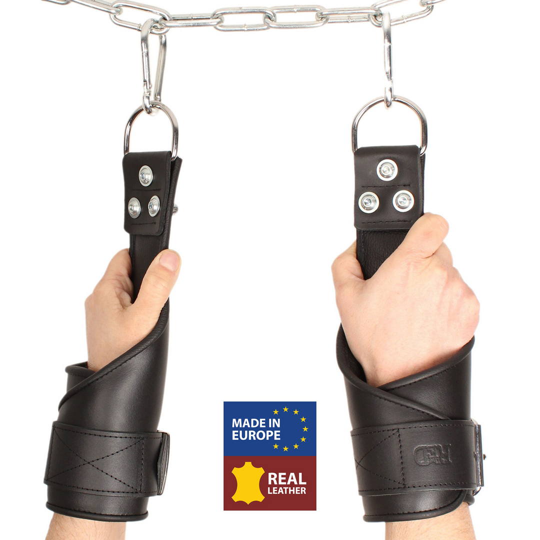 Leather Suspension Handcuffs - Black 1