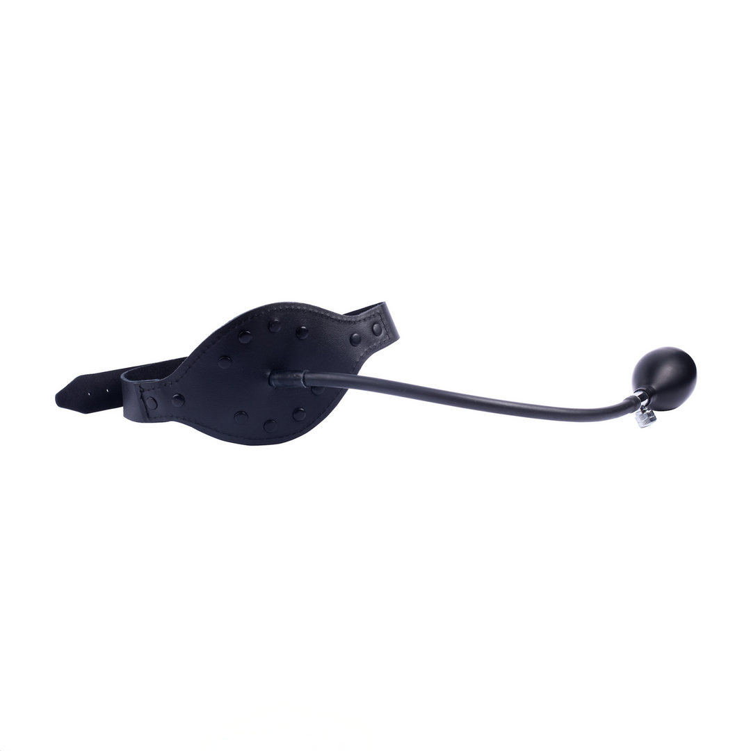 Leather Gag with Inflatable Ball - Black 4