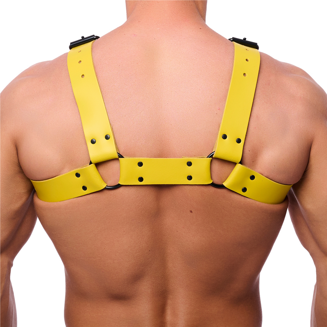 Bulldog Leather Harness - L/XL - Yellow 2