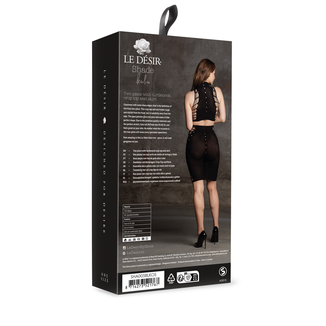 Kala XXXVII - Two Piece with Turtleneck Crop Top and Skirt - One Size - Black 3