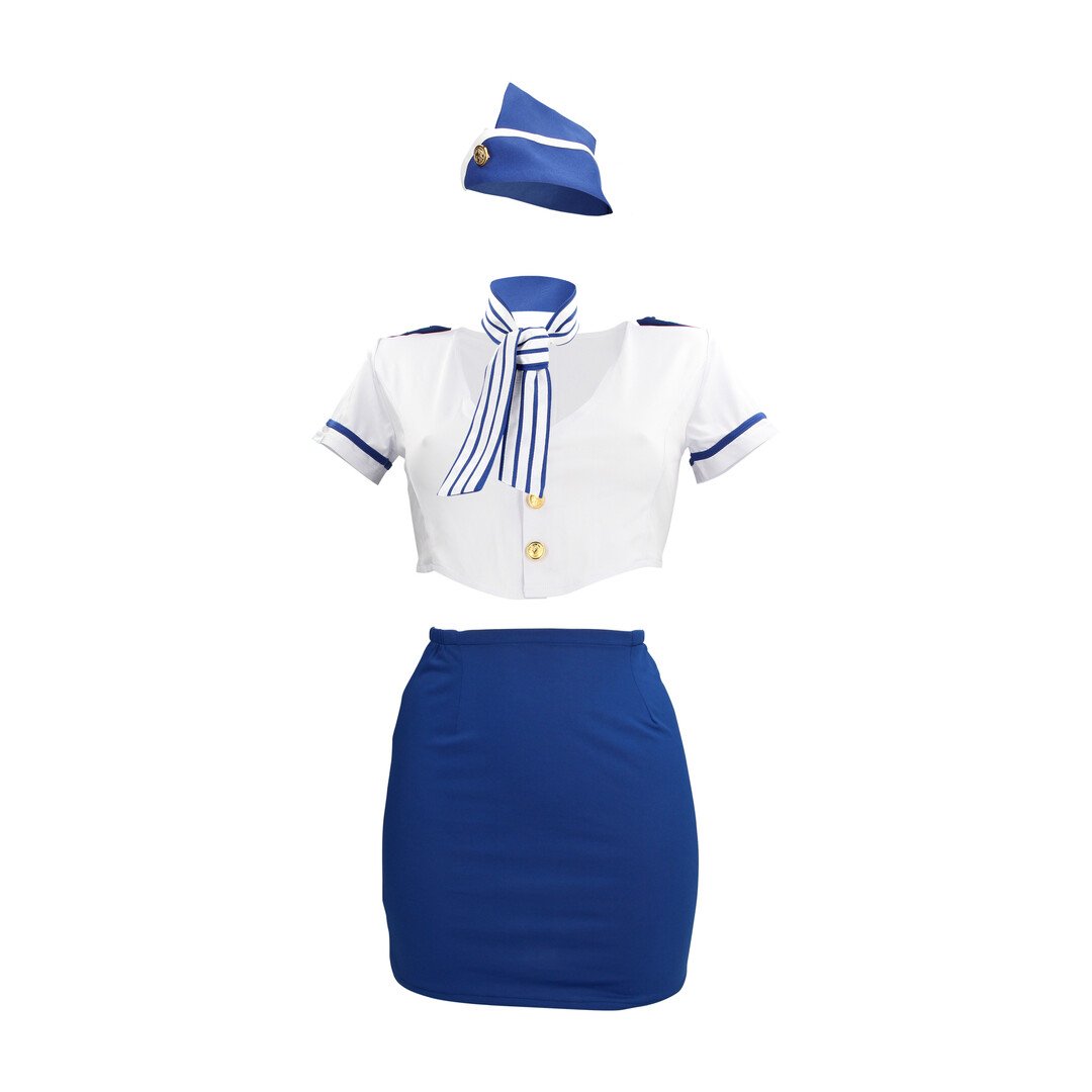 Stewardess Costume - S/M - Blue/White 1