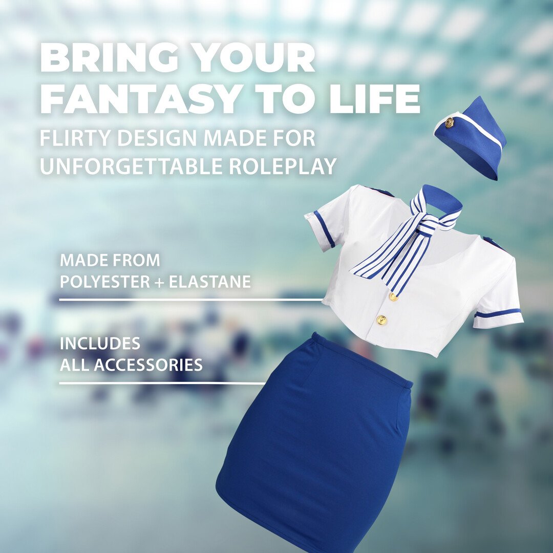 Stewardess Costume - S/M - Blue/White 6