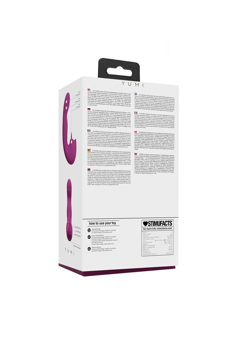 Yumi - Triple Motor G-Spot Finger Motion Vibrator and Flickering Tongue Stimulator - Pink 3
