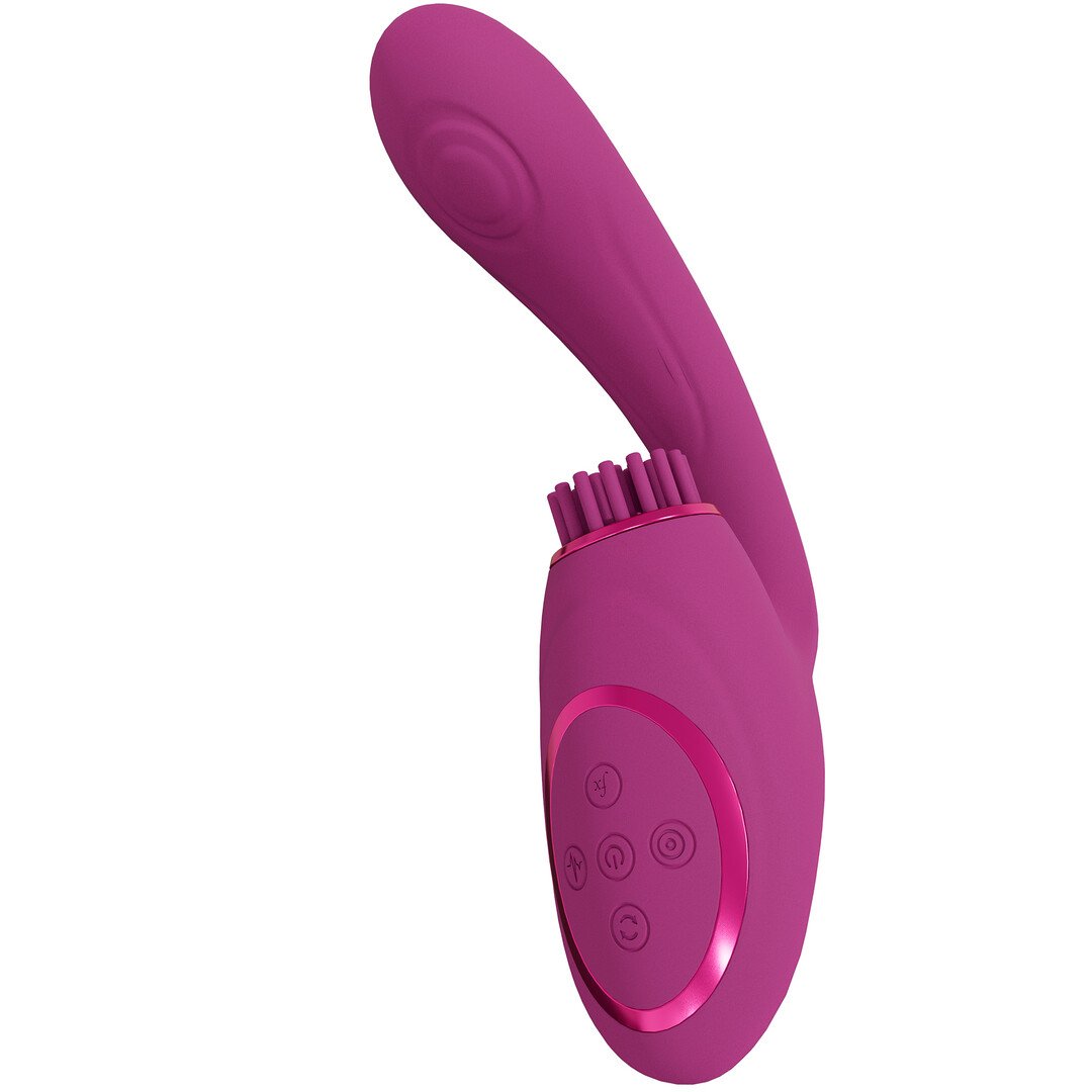 Gen - Triple Motor G-Spot Vibrator with Pulse Wave and Vibrating Bristles - Pink 5