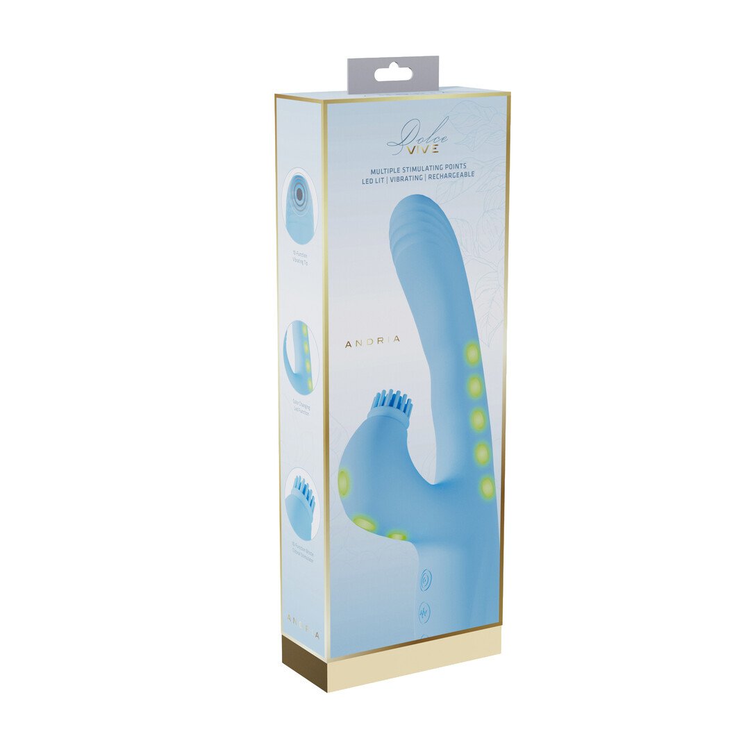 Andria - G-Spot Vibrating and Tap Clit Stimulator with LED - Blue 2