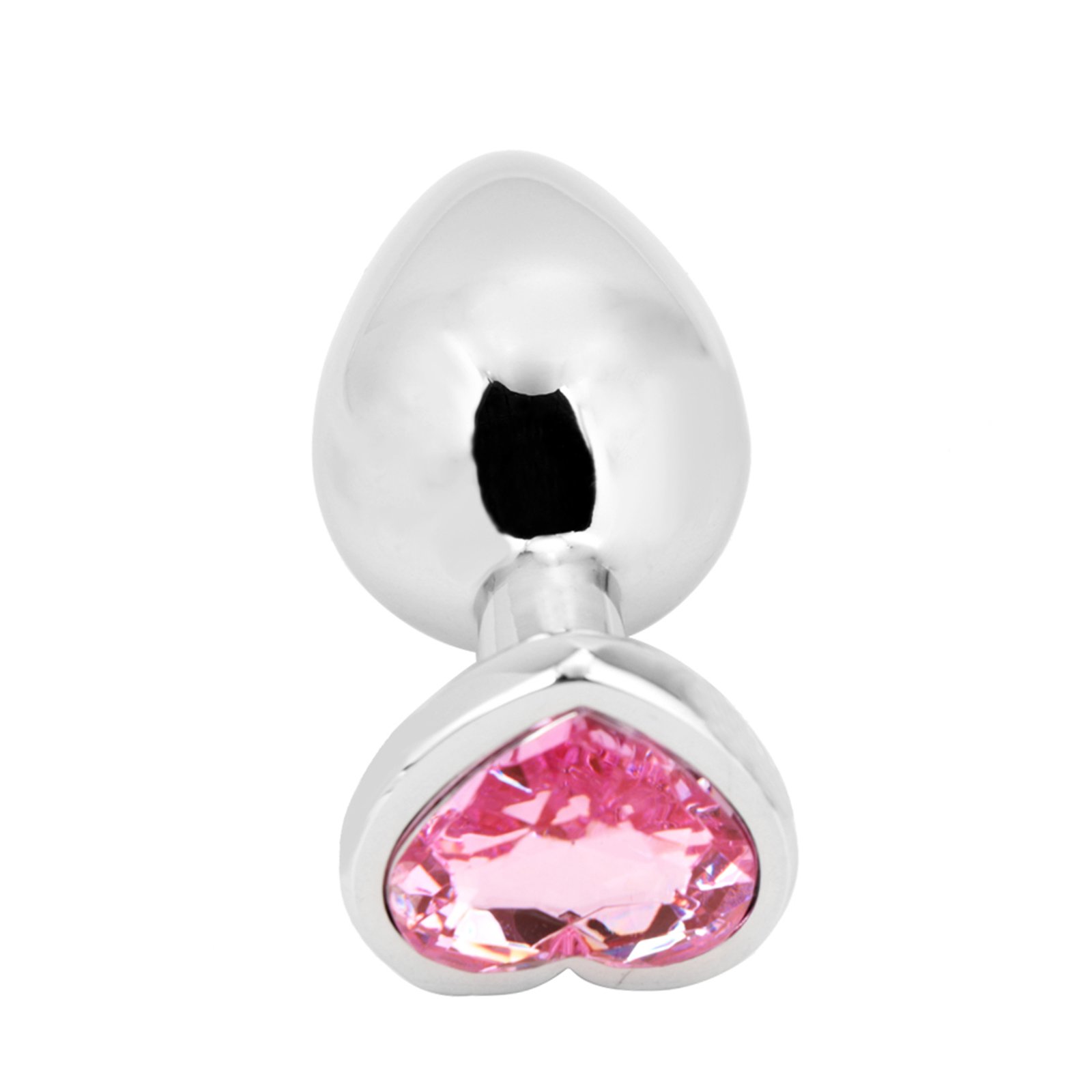 Heart shape Anal Plug medium silver - pink 3